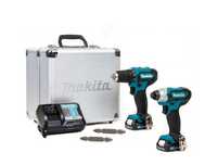 Makita zestaw wiertarko-wkrętarka + zakrętarka 12V + 2x 1,5Ah walizka