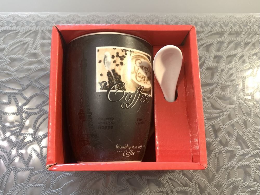Подарунок Кухоль чашка кружка Interos Coffe з ложкою 330 мл
