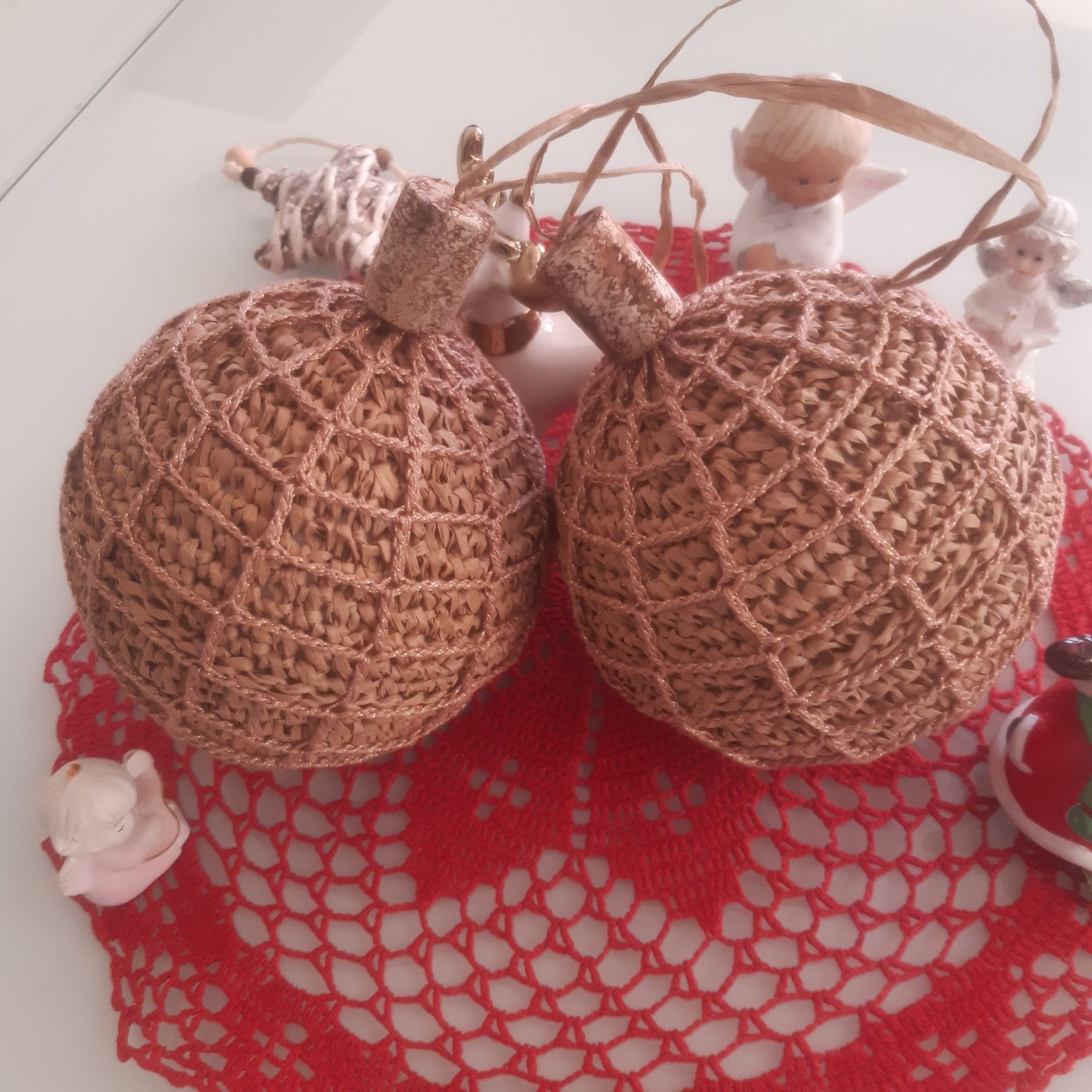 Bombka świąteczna boho handmade duża