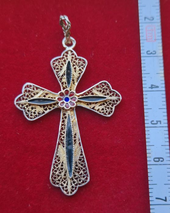 Cruz  prata dourada