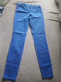 Cienkie jeansy skinny niebieskie chabrowe S 36