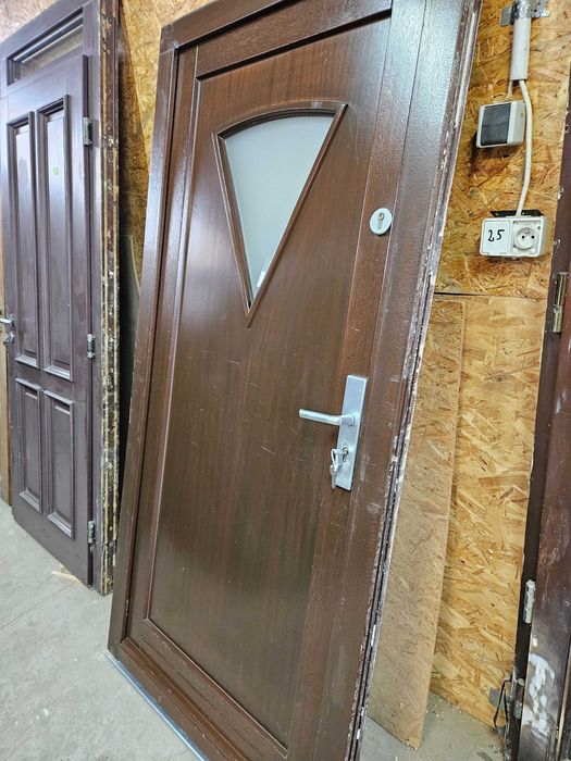 DRZWI Zewnętrzne Mahoniowe Drewniane Wejściowe 101x207cm