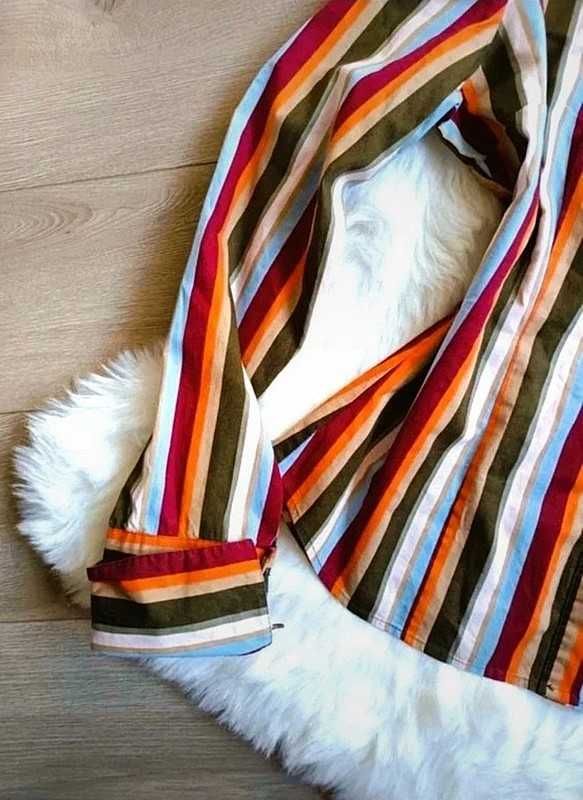 Elegancka dopasowana koszula w paski bawełna M L