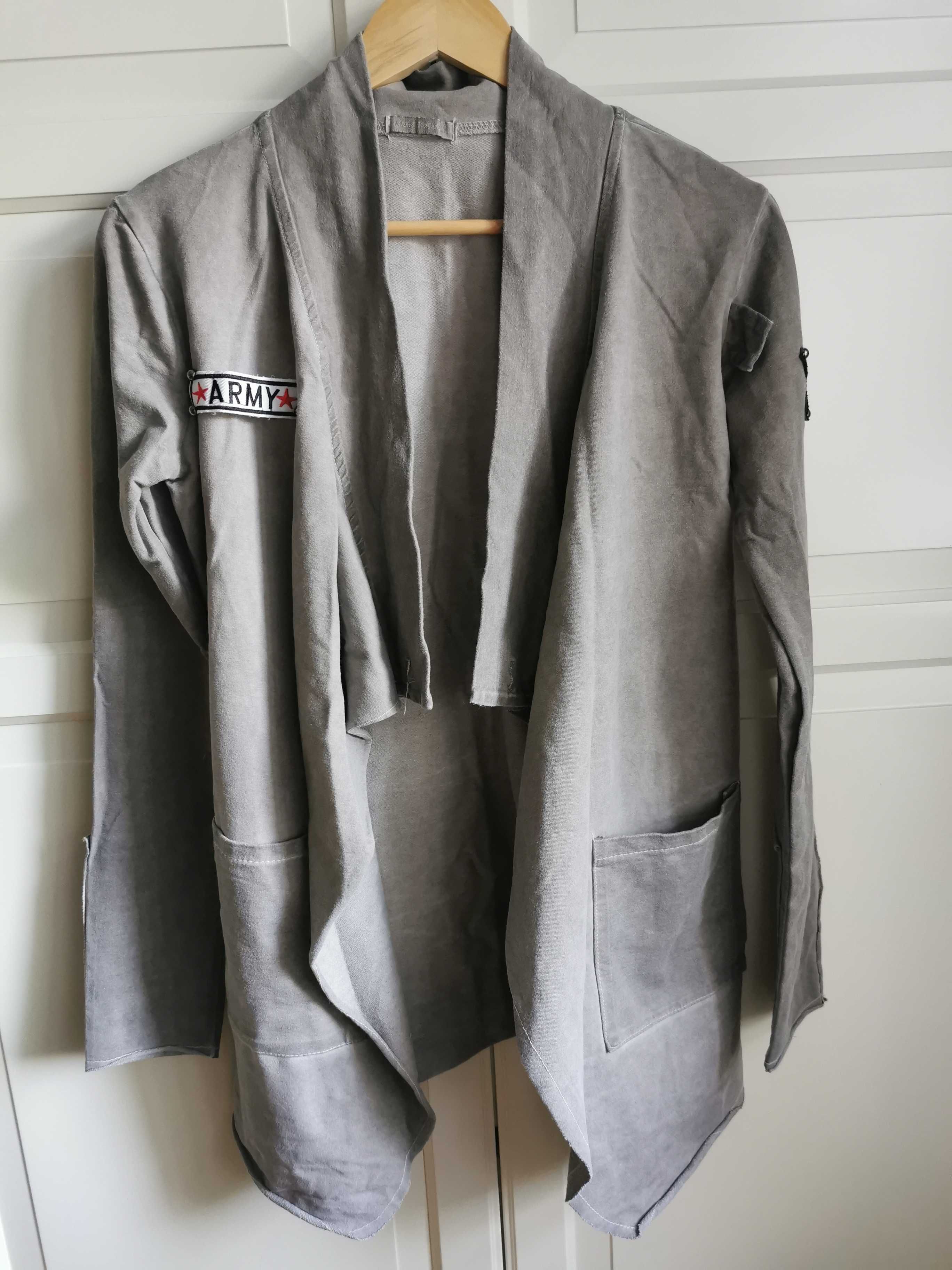 Bluza włoska styl militarny Made in Italy kardigan luźna naszywki