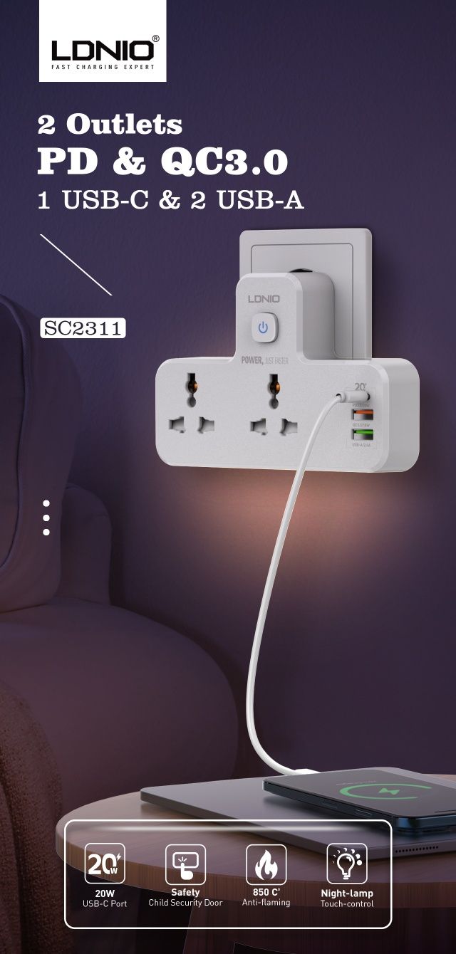 Зарядное LDNIO SC2311 сетевой удлинитель розетка apple samsung xiaomi