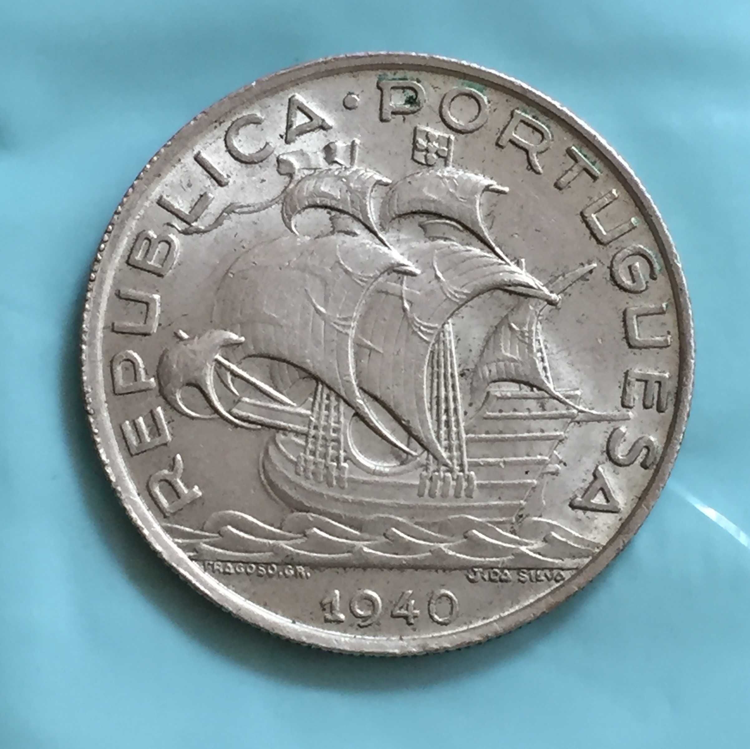 moeda 10 escudos 1940 - prata