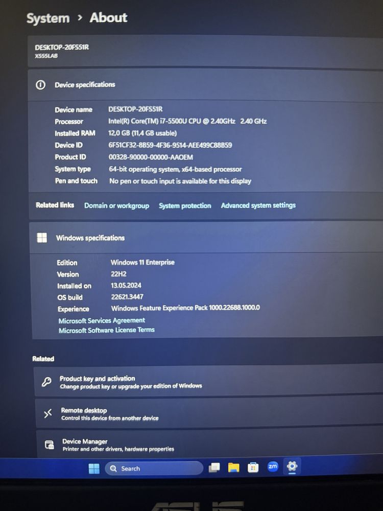 Ноутбук Asus i7 5500u 12gb озу 240gb ssd