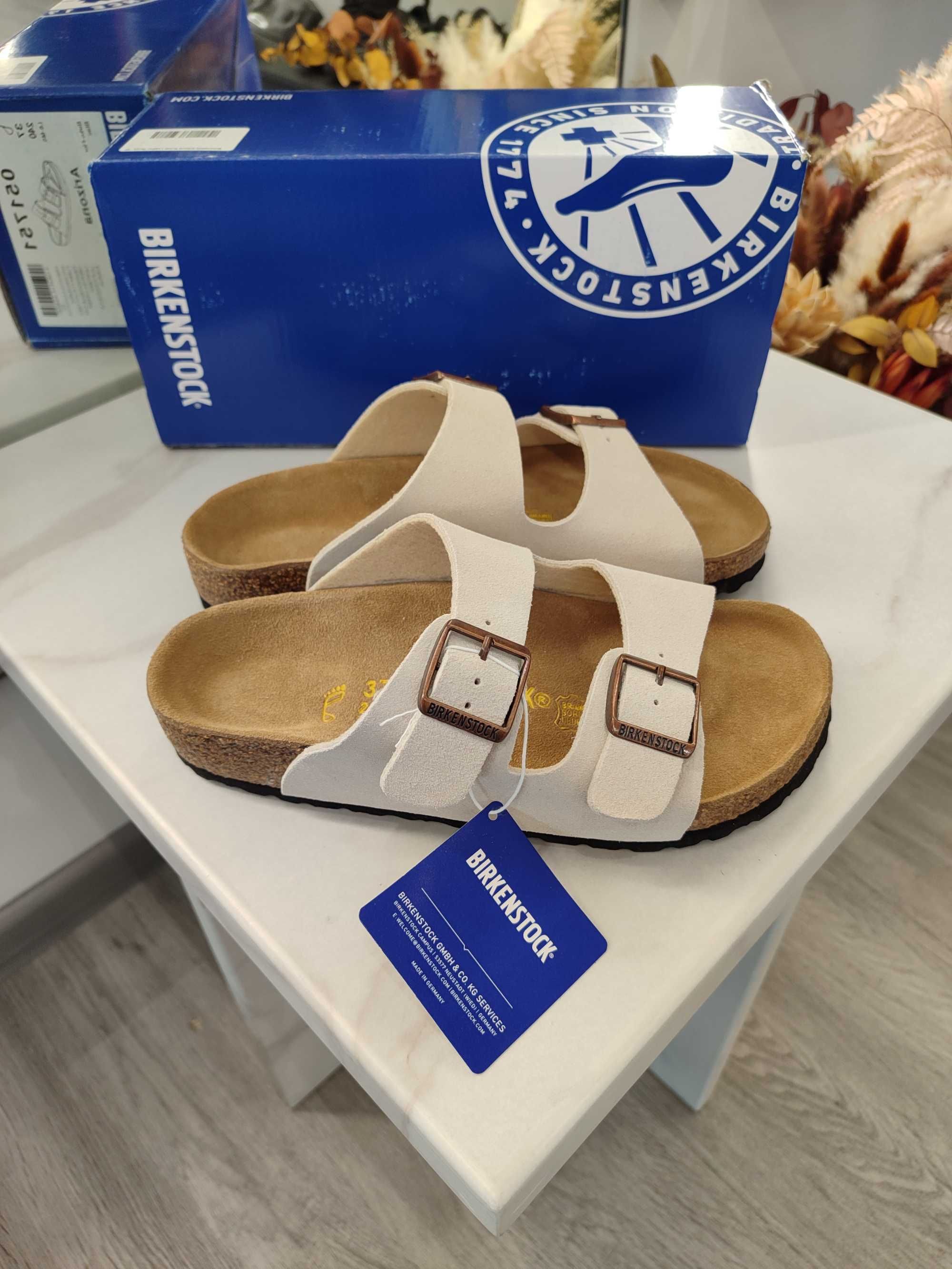 Босоніжки Birkenstock Arizona Suede Leather Latte Cream