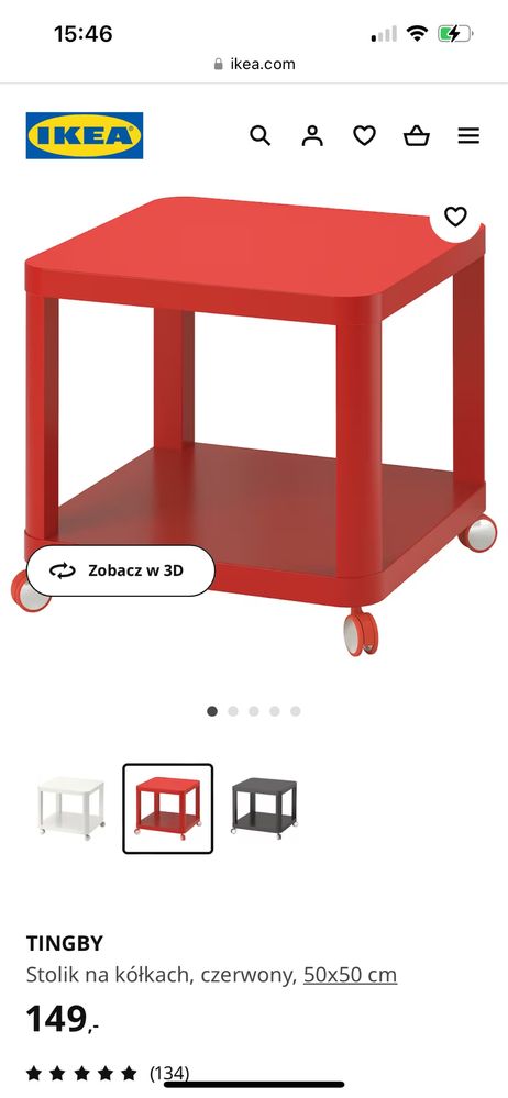 Stolik na kółkach Tingby IKEA , czerwony