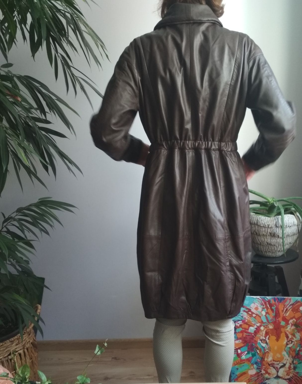 Płaszcz skórzany brązowy Hexeline 44 Retro Lata 80te!
