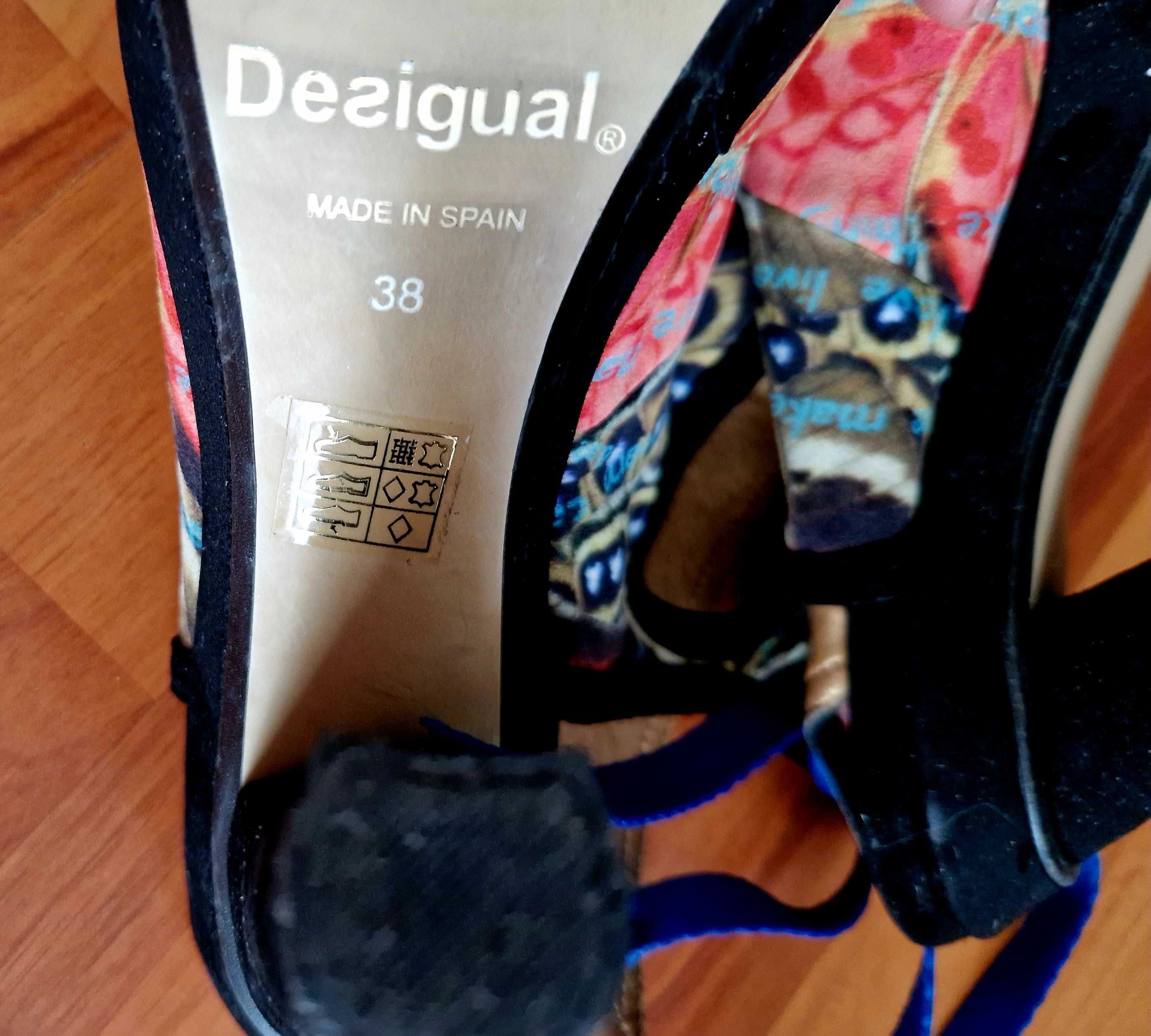 Piękne Buty sandały obcas skórzane skóra DESIGUAL 38