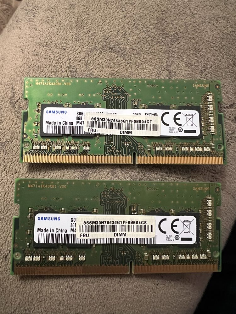 Оперативка для ноута  ddr 4 so dimm 8g x2 16gb Samsung