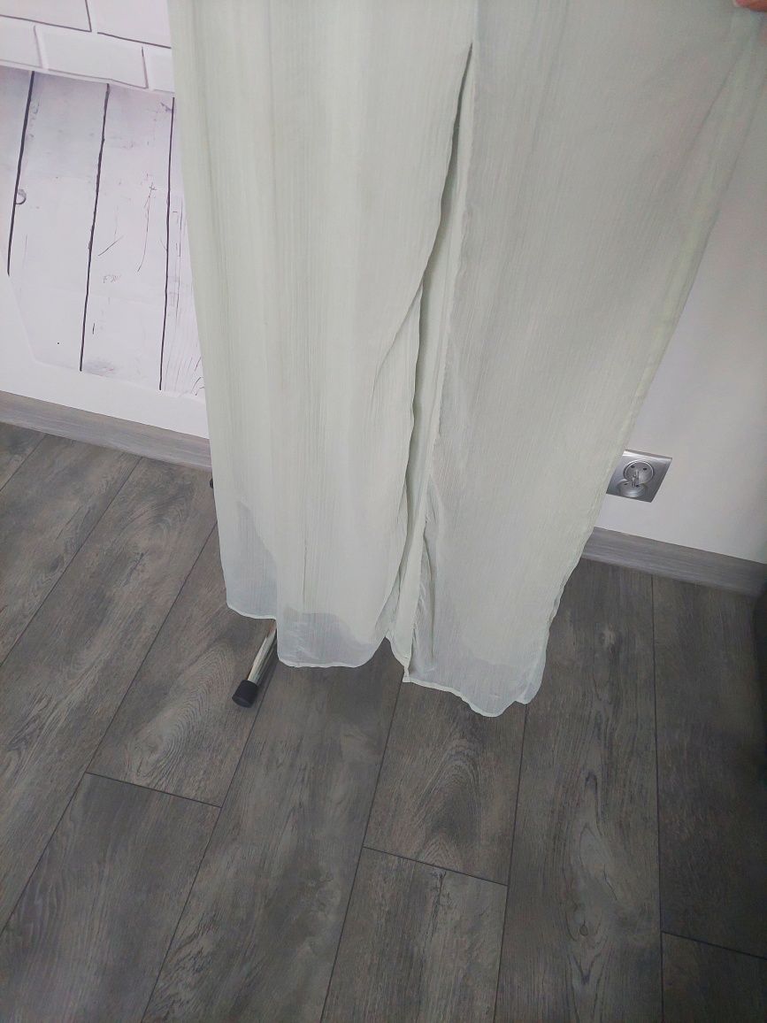 Pistacjowa sukienka maxi okazjonalna wieczorowa impreza wesele L XL
