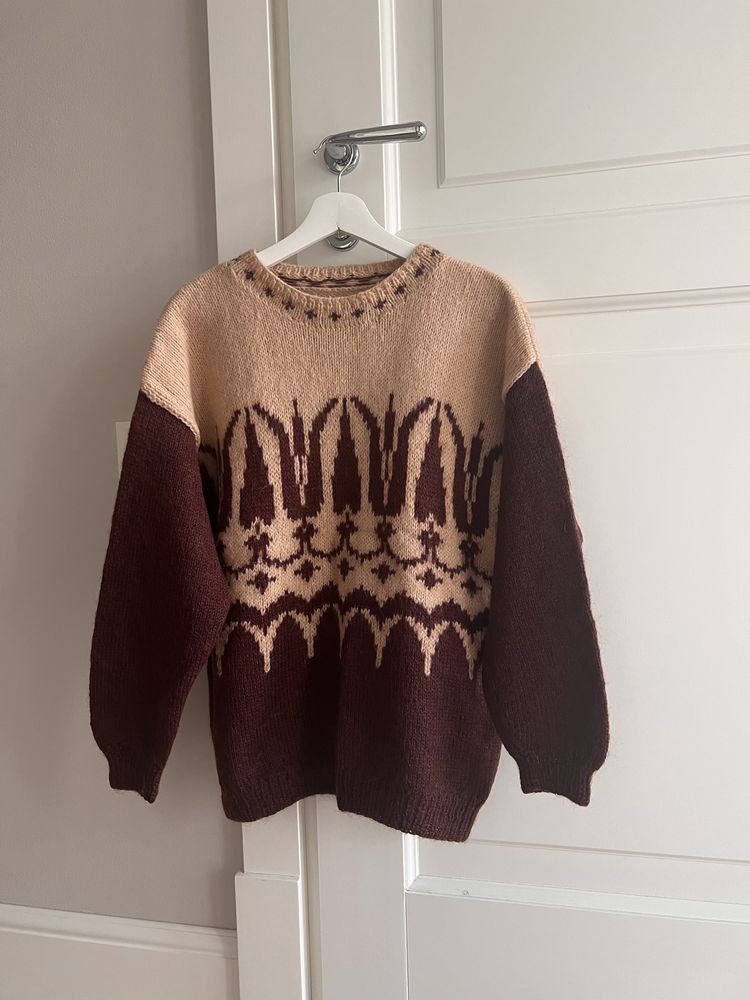 Sweter rozmia M, kolor bordo i beż