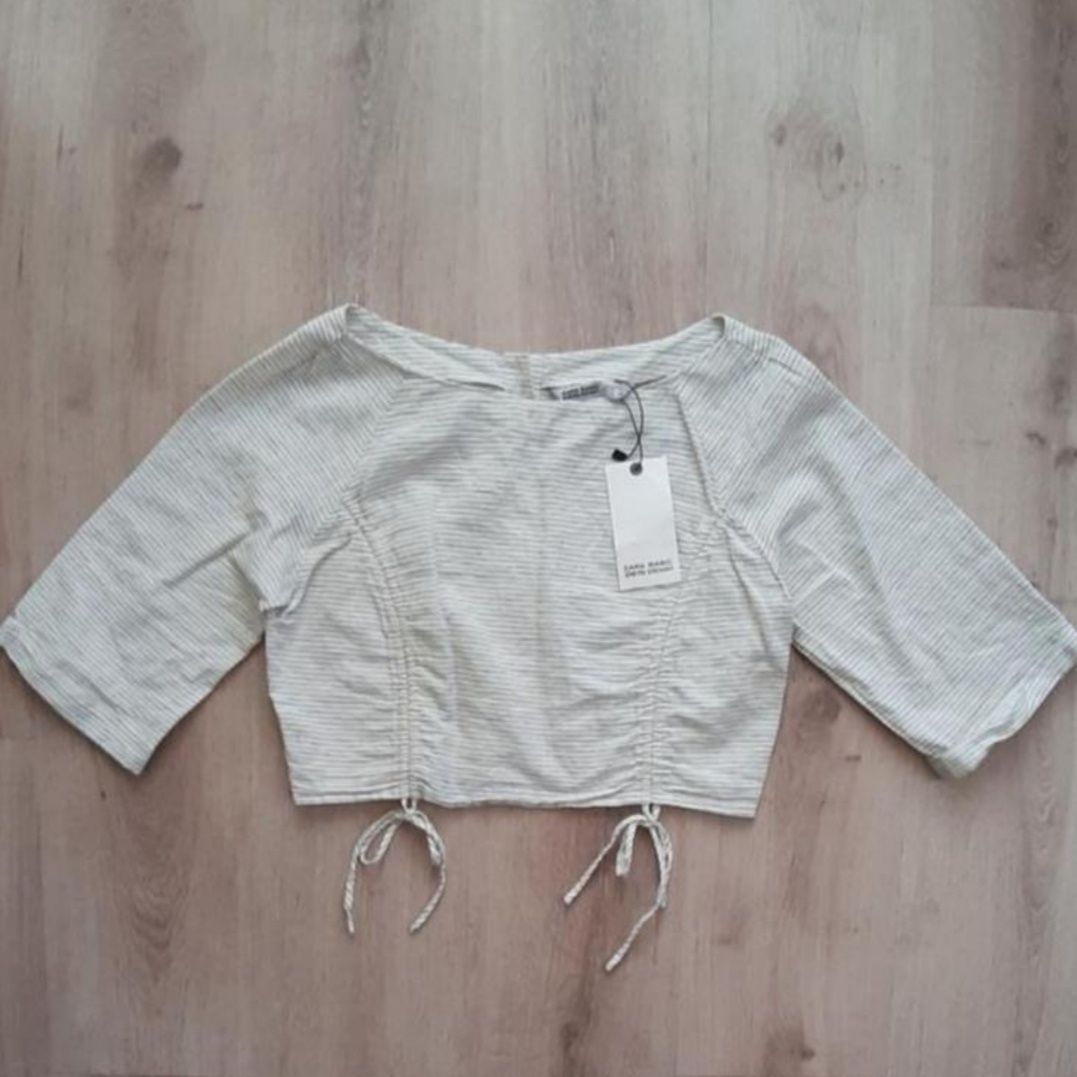 Льненой топ в полоску "Zara"