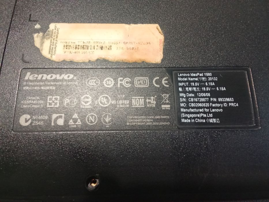 Leno Y580 intel I5
