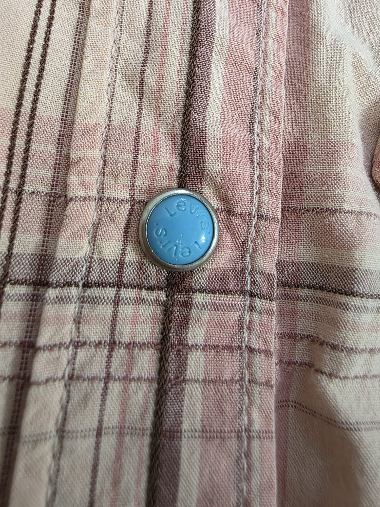 Damska koszula w kratkę różowa łososiowa koszula Levis vintage