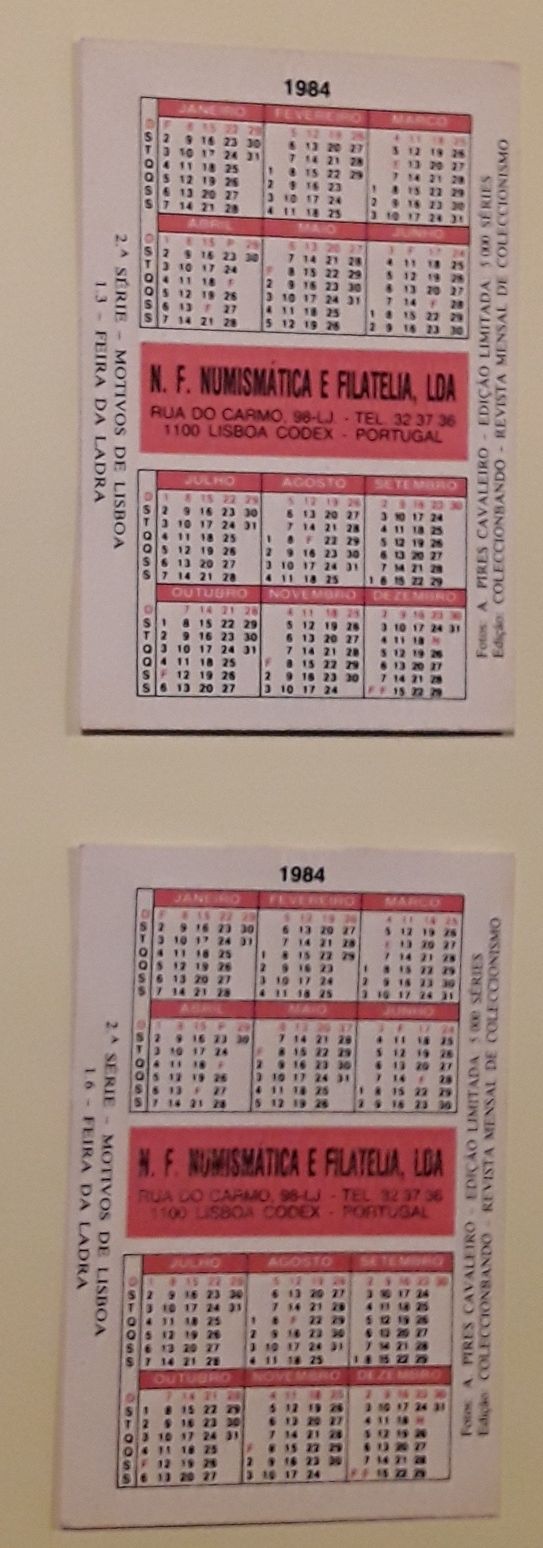 Calendários de bolso 1984