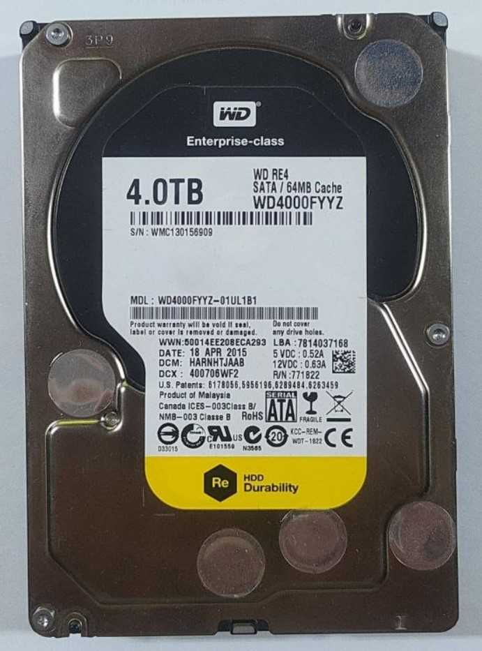 Винчестер жесткий диск 4 Tb Тб SATA3 WD4000FYYZ WD RE4 Enterprise