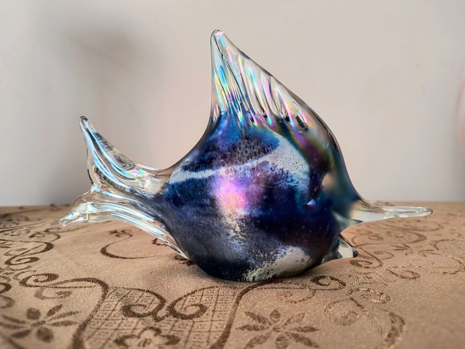 Piękna szklana ryba w stylu Murano Sommerso, 23cm