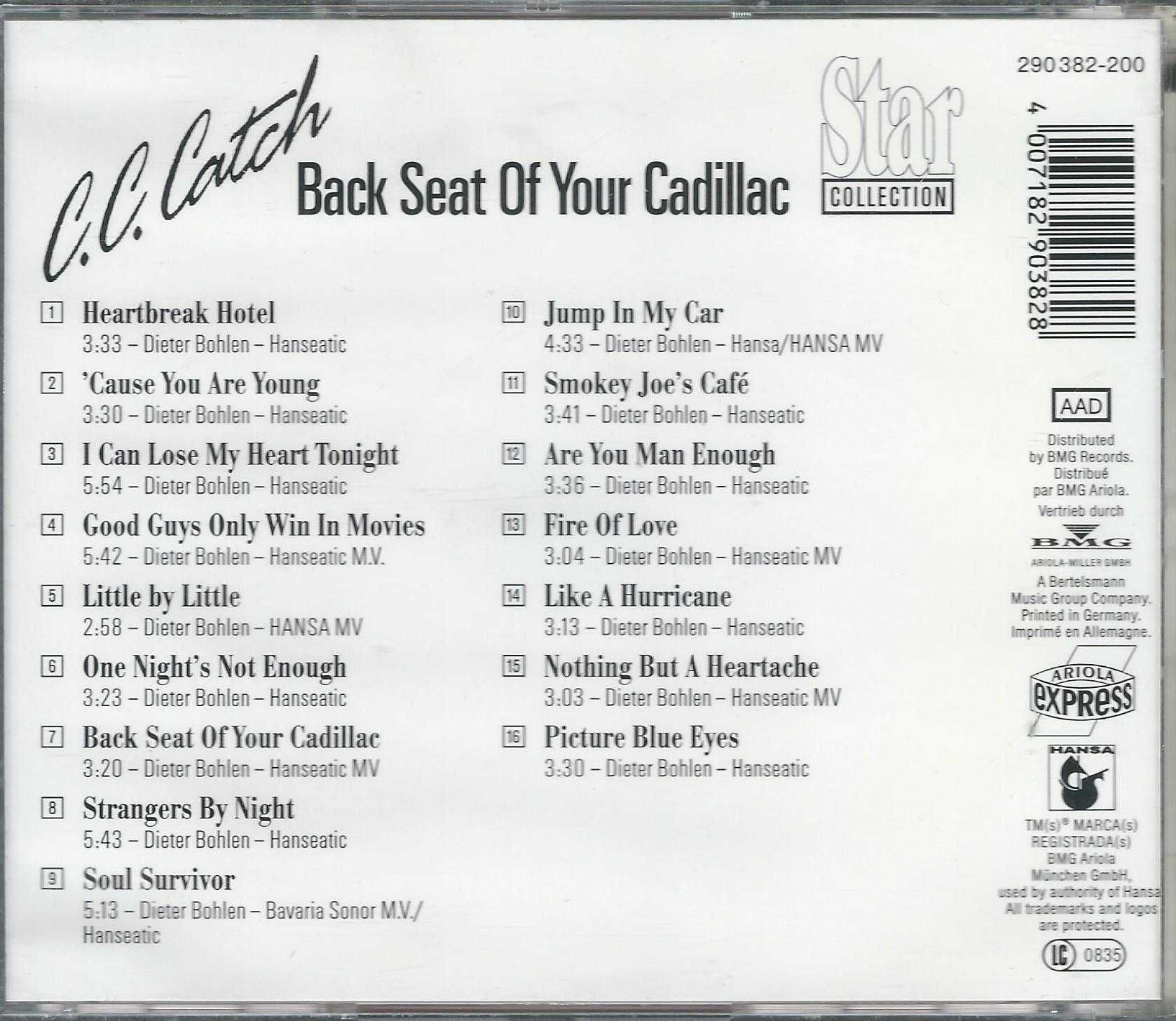 CD C.C. Catch - Star Collection-Back Seat Of Your Cadillac (1991)