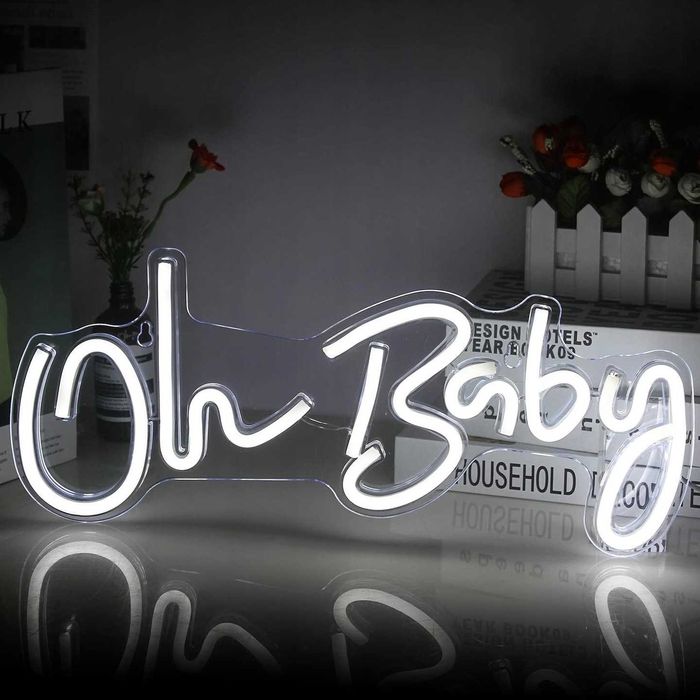 SIGNSHIP neonowe światło LED, białe napis OH BABY X776
