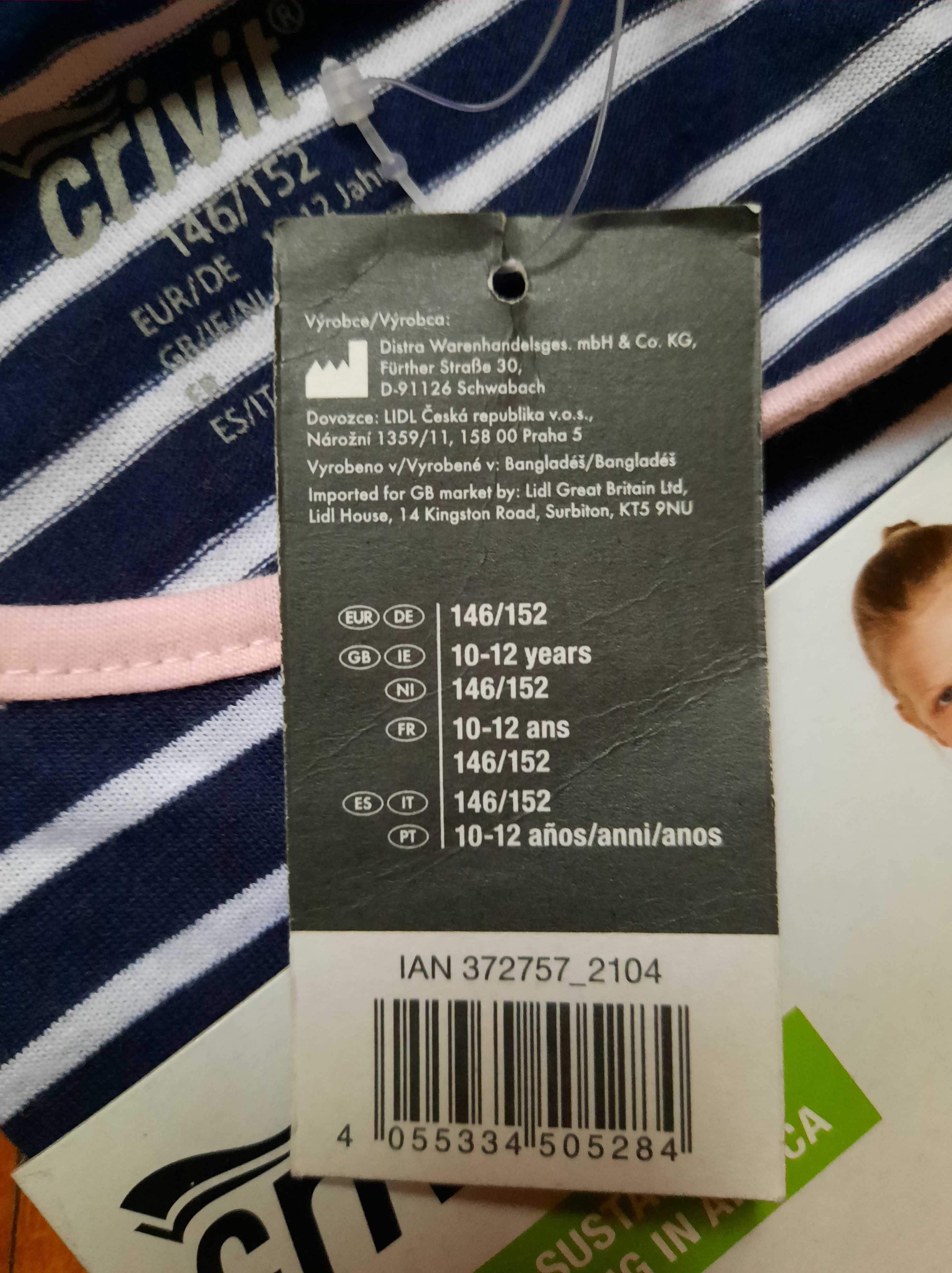 Koszulka dziewczęca crivit rozmiar 146/152
