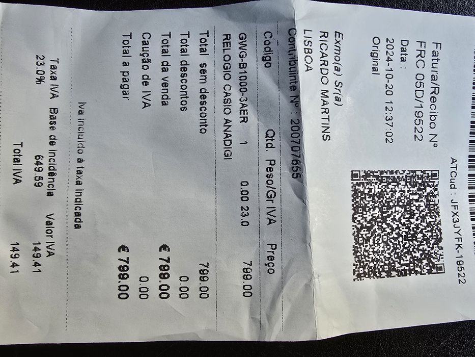 Relógio G-SHOCK solar