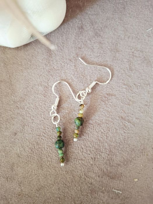 Kolczyki handmade srebro z naturalnych kamieni turkus afrykański