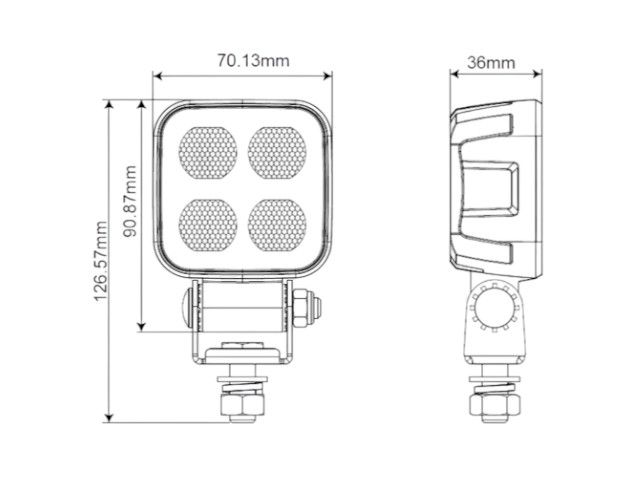 Lampa robocza  Solidna LED, kwadratowa 40W 2650lm 12/24V Black Series