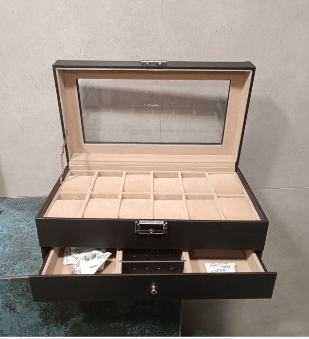 Szkatułka pudełko na zegarki 12 z szufladą