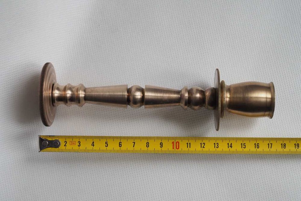 Świecznik mosiężny wzór solidny stabilny ciężki 17 cm unikat