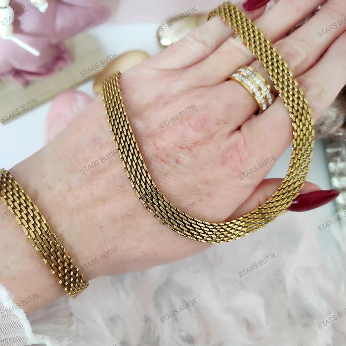 Szeroki łańcuszek choker pleciony stal chirurgiczna 316L unikat