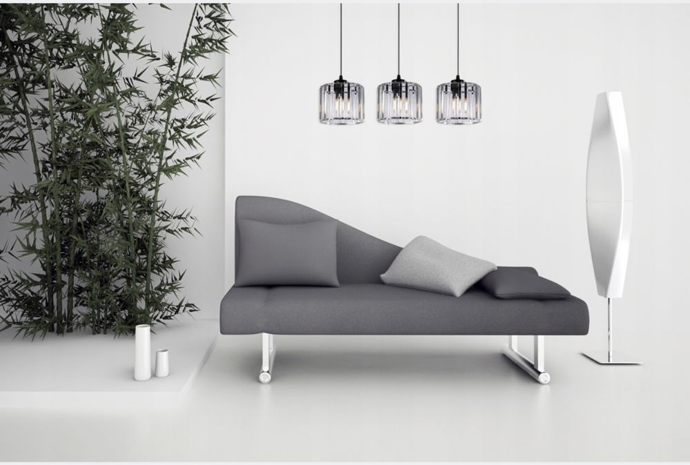 Czarna wisząca lampa 3 punkty swiatła kryształowy żyrandol kryształ