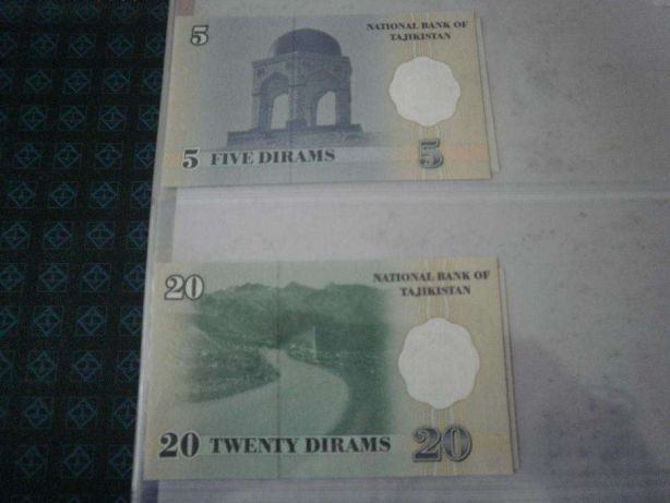 TAJIQUISTÃO 5 Notas Não circuladas conforme as fotos, de duas Séries