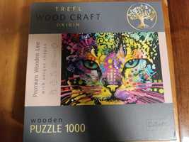 Trefl wood craft 1000 kolorowy kot puzzle drewniane