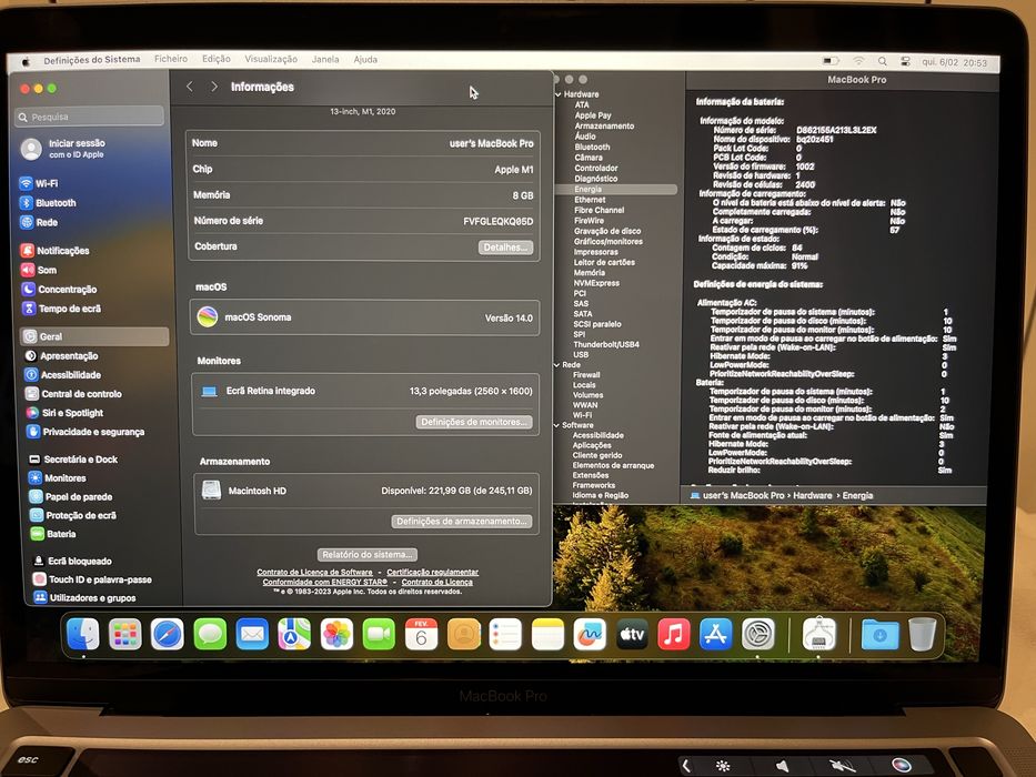 Macbook pro 13,3 M1 8gb 256 ssd TECLADO PORTUGUÊS