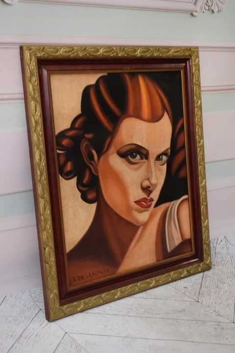 T De Łempicka - Portret Kobiety - Dama Arystokratka - Obraz Olejny