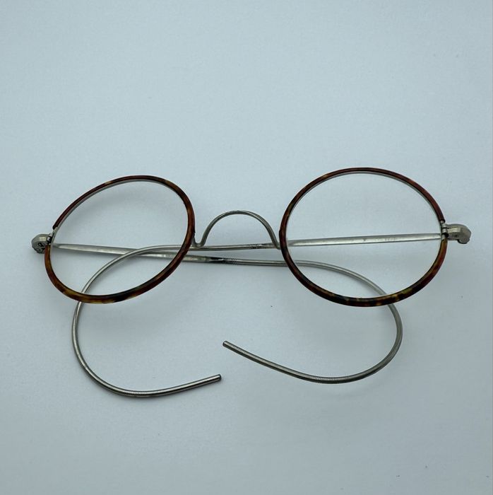 Przedwojenne stare binokle, okulary giete z etui