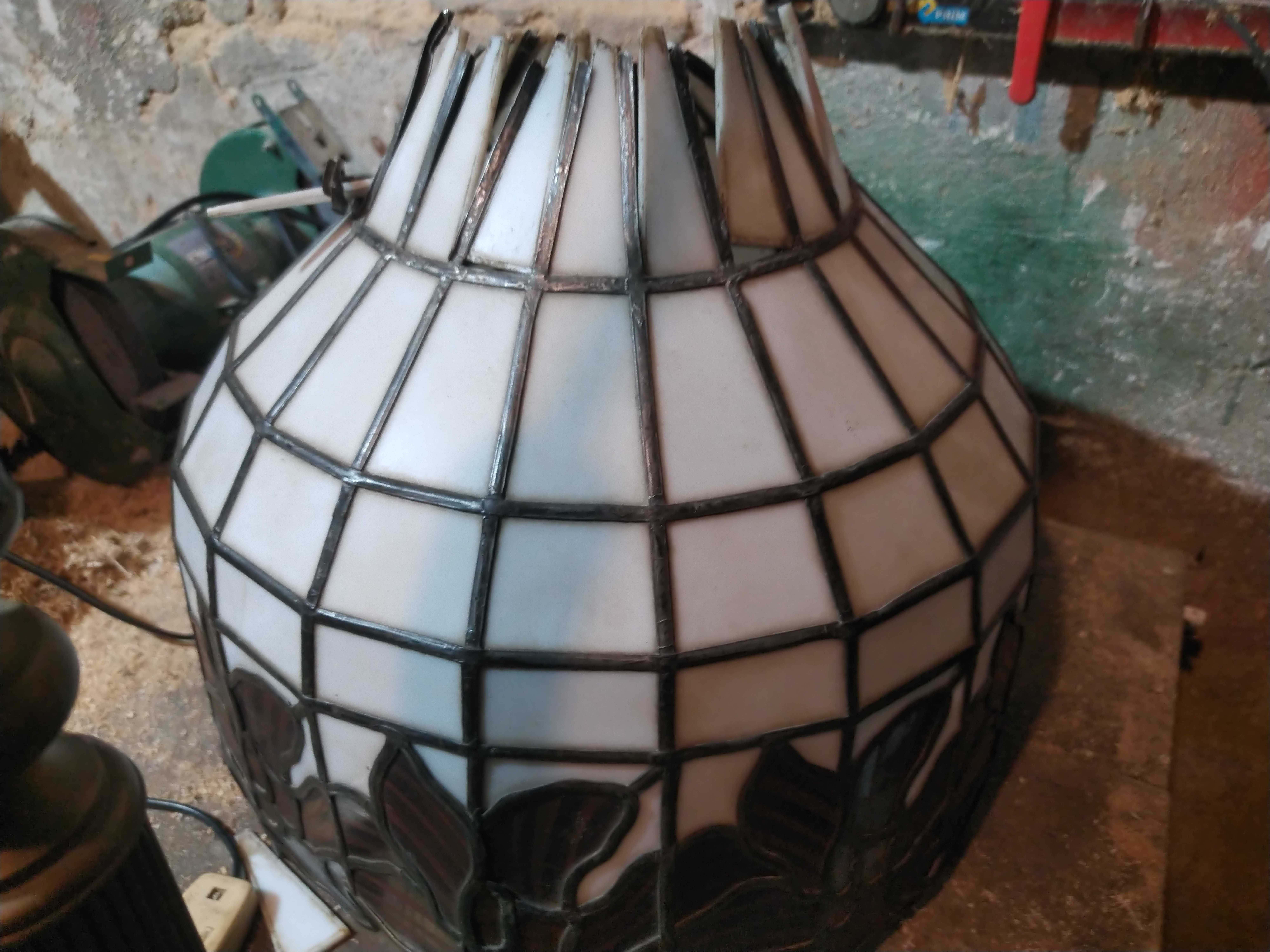 Mosiężna Stara lampa retro w stylu Tiffany do Renowacji
