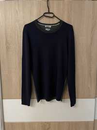 Sweter DKNY S vintage merino wool merynos retro granatowy