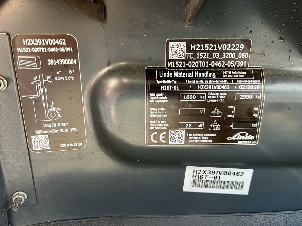 Навантажувач газовий Linde H16T, 2019р., 1.6т., 4.62м