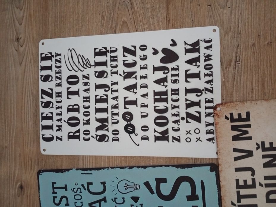 Tablica metalowa do powieszenia motto życiowe  20x30 cm