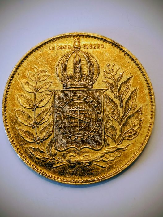 Moeda ouro 20.000 Reis D. Pedro II Brasil 1851