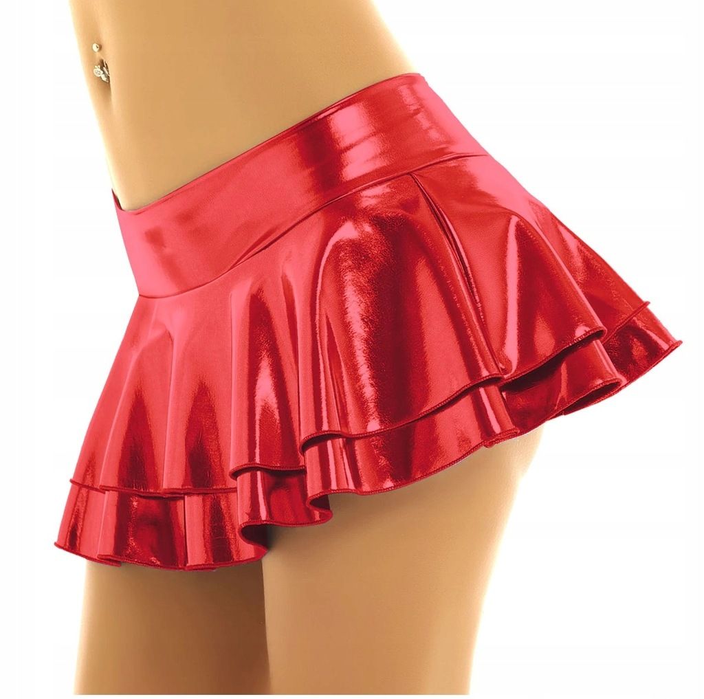 sexy czerwona plisowana mini spódniczka vinyl l