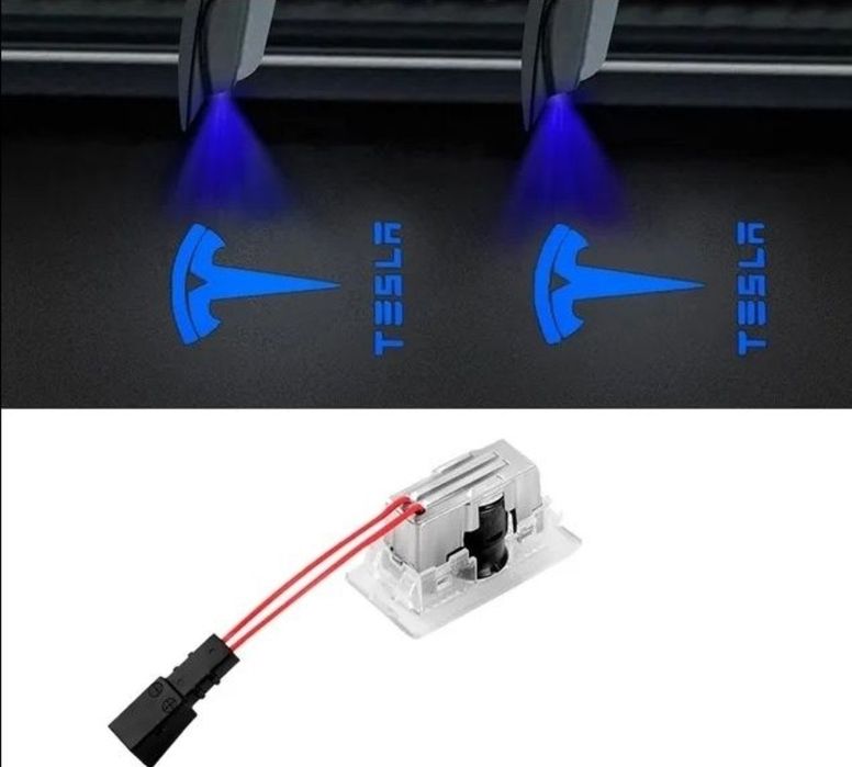 Підсвітка дверей Teslа , проекція логтипу - біла, синя Y 3 X S