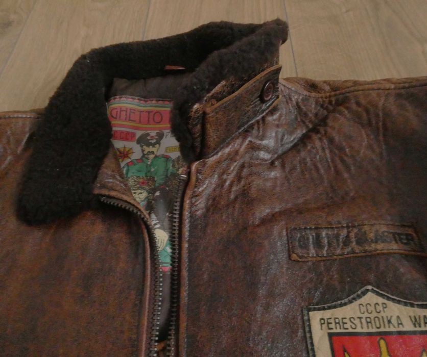 Kurtka skórzana męska GHETTO GLASTER G1 skóra PILOTKA lotnicza  L/XL