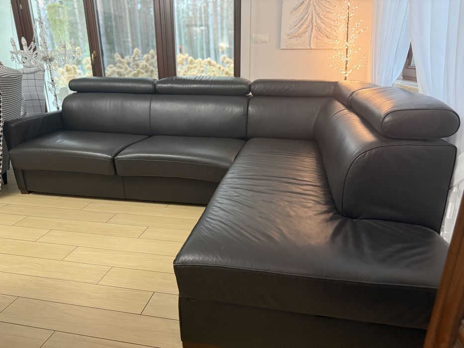 Kanapa ze skóry naturalnej z opcja spania