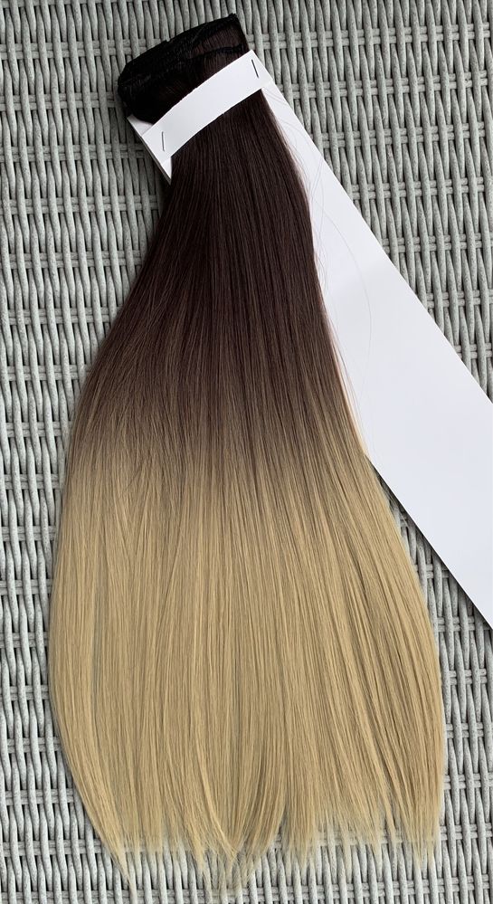 Premium Ultra włosy doczepiane, jasny brąz z blondem / ombre / ( 113 )