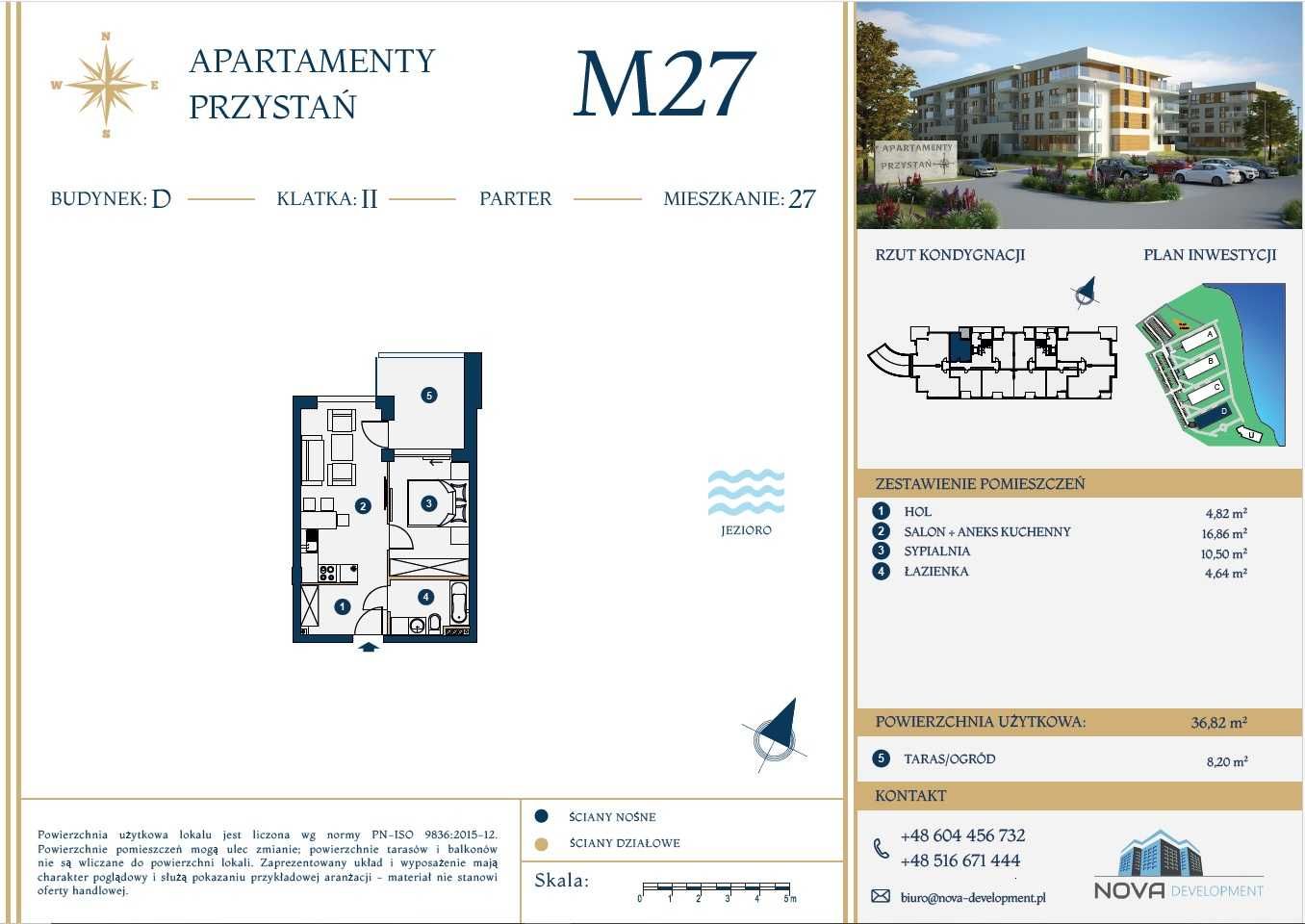 Mazury | Widok na jezioro | Nowe | 2-pok. mieszkanie 36,82 m² z taras